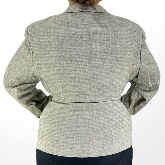 Y2K Vintage Jones New York Stretch Wool & Silk Blend Gray Barleycorn Blazer - Picture 4 of 7